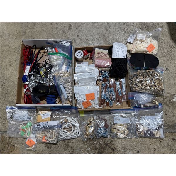 Assortment Lot: Beads, Leather Lace, Necklaces, & More