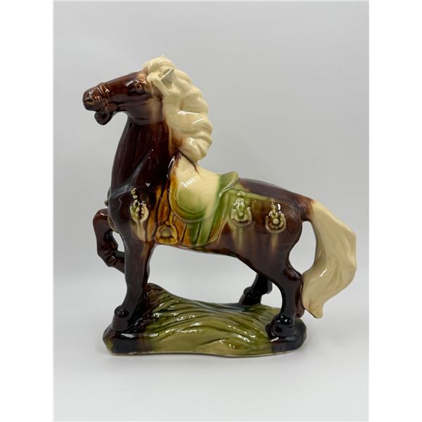 Vintage Glazed Pottery Horse Figurine