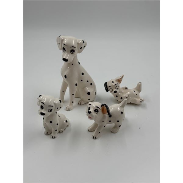 4x Vintage Disney Dalmations Porcelain Figurines
