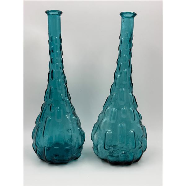 2x Italian Made Blue Glass Bottle