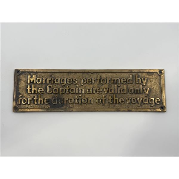 Vintage Comical Brass Ships Plaque
