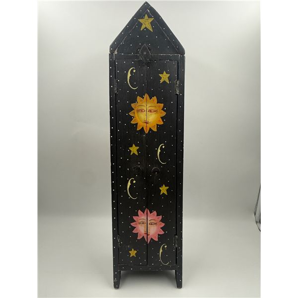 Vintage Handmade Celestial Themed Small Cabinet