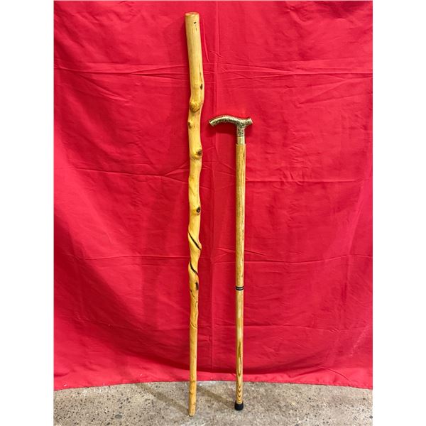 Hand Carved Wooden Walking Stick & Cane