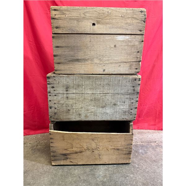 3x Antique Wooden Crates (1x Tish Columbia Fruits)