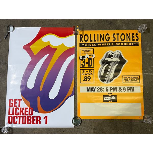 2x Vintage Rolling Stones Posters: Get Licked & "Steel Wheels Concert"