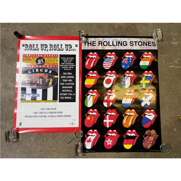 2x Vintage Rolling Stones Posters : Circus & World Flag Tongues