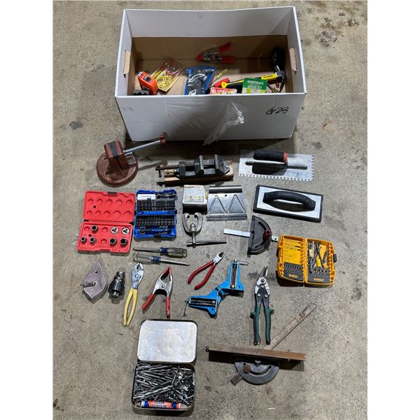 Assorted Tools: Clamps, Pliers, Tin Snips, Vices, Hammer, Wrench, & More