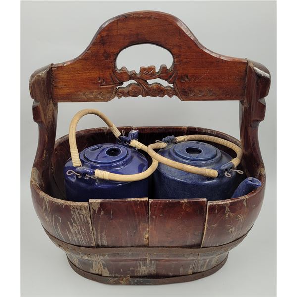 Antique Chinese Tea Caddy w/ 2 Teapots