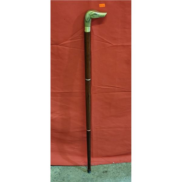 Brass Dog Head Handle Walking Stick