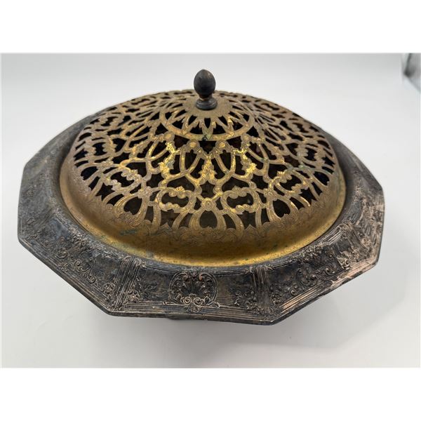 Standard S Co. Electroplated on Copper Lidded Pedestal Incense Burner