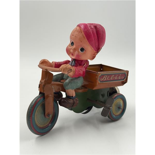 Wind-Up Boy on Bell Tricycle Toy