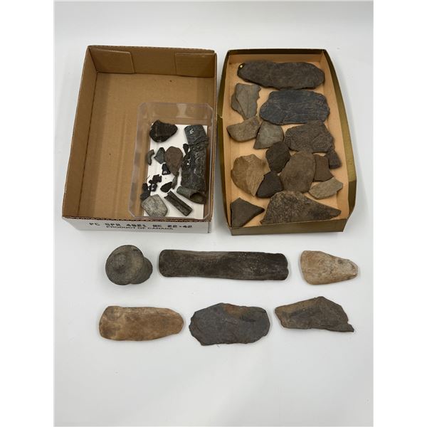 Native Rock Lot w/ Hide Scraper & Nipple Stone