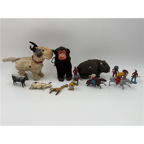 VTG Plush Toys, "Cowboys and Indians", & Animal Figures