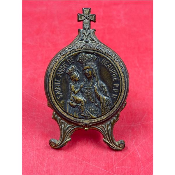 Antique Framed Sainte Anne De Beaupre P.P.N. Religious Medal - Made In France