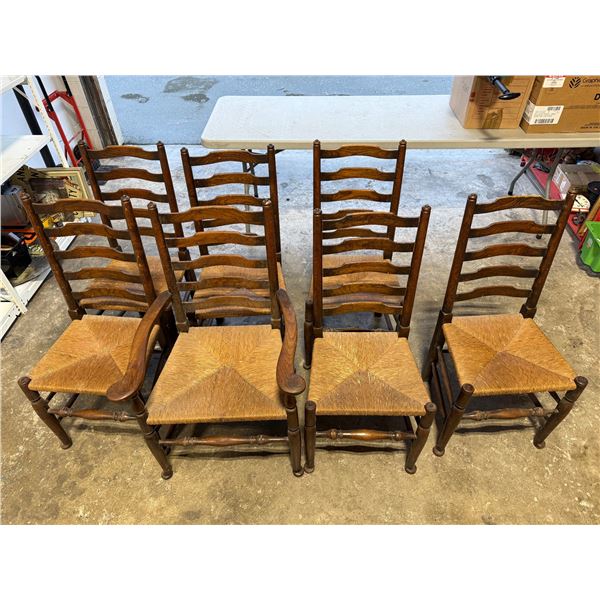 7x Vintage Ladder Back Chairs (1x Arm Chair)