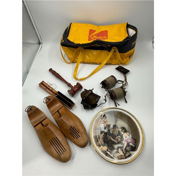 Vintage Variety: Kodak Film Bag, Shoe Trees, Gavel, Porcelain Collector Plate, & More