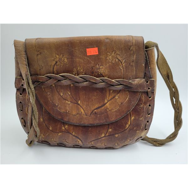 Vintage Handmade Leather Side Bag With Braided Strap