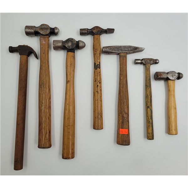 7x Wooden Handled Hammers