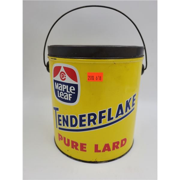 Vintage Maple Leaf Tenderflake Pure Lard Pail (Tin) With Lid & Handle