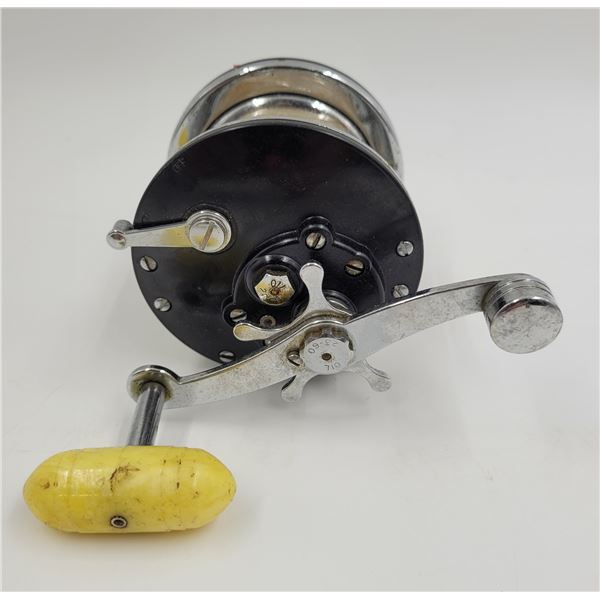 Vintage Penn 60 Fishing Reel With Yellow Bakelite Handle