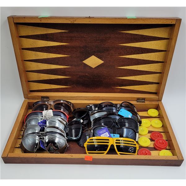 Vintage Backgammon Board With Assorted N.O.S Sunglasses