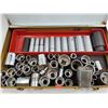 Image 2 : Vintage Metal Tool Box With Assorted Socket Heads