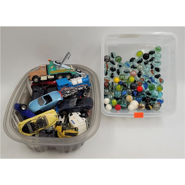 Assorted Toy Cars & Marbles