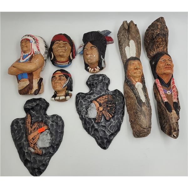 8x Vintage First Nations Chalk Wall Art