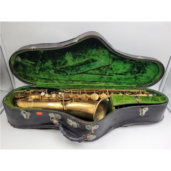 Vintage York Saxophone With Mother Of Pearl Press Buttons