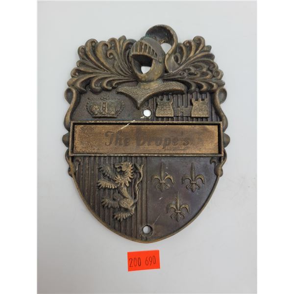 Vintage The Drope's Inscribed Spanish Soldier Name Plate