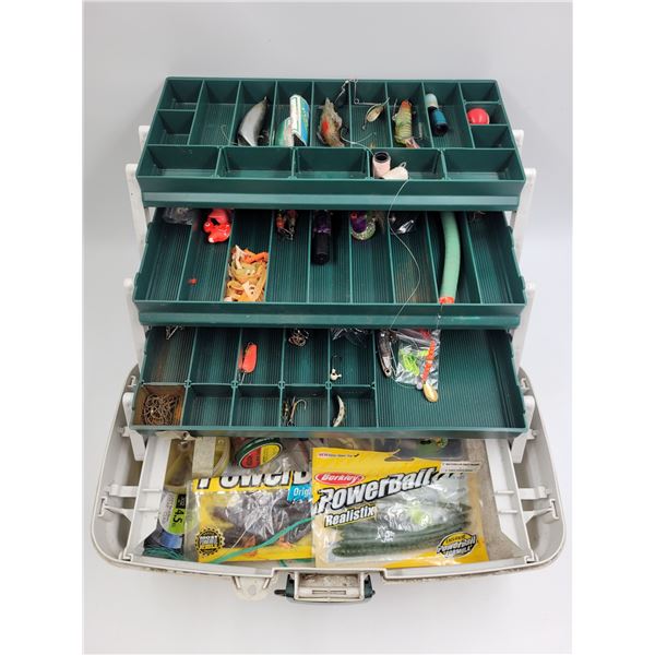 Vintage Plano Fishing Tackle Box With Assorted Fishing Accessories