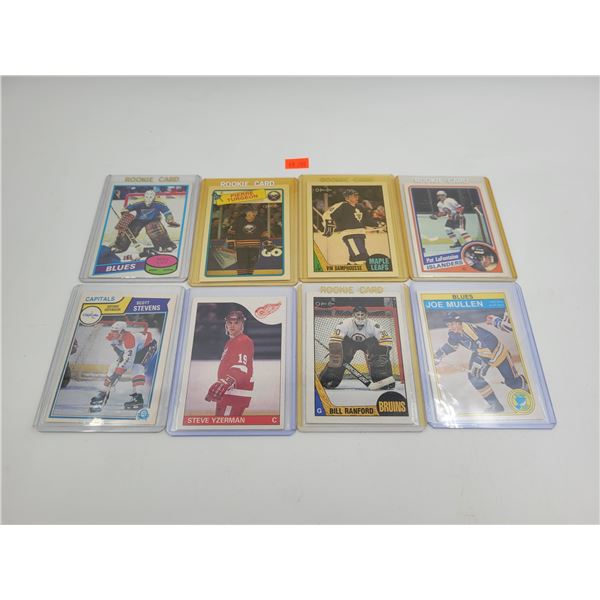 8x Hockey Cards: Scott Stevens, Pierre Turgeon, Vin Damphousse, Joe Mullen, & More