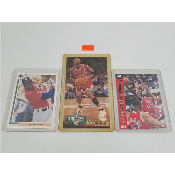 3x Michael Jordan Sports Cards: 1x Baseball & 2x Basket-Ball