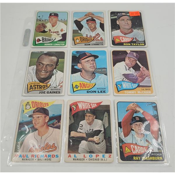 9x Vintage Baseball Cards: Ron Taylor, Paul Richards, Al Lopez, Ray Washburn, Joe Gaines, & More