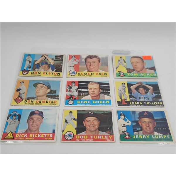 9x Vintage Baseball Cards: Don Elston, Don Demeter, Dick Ricketts, Bob Turley, Tom Acker, & More