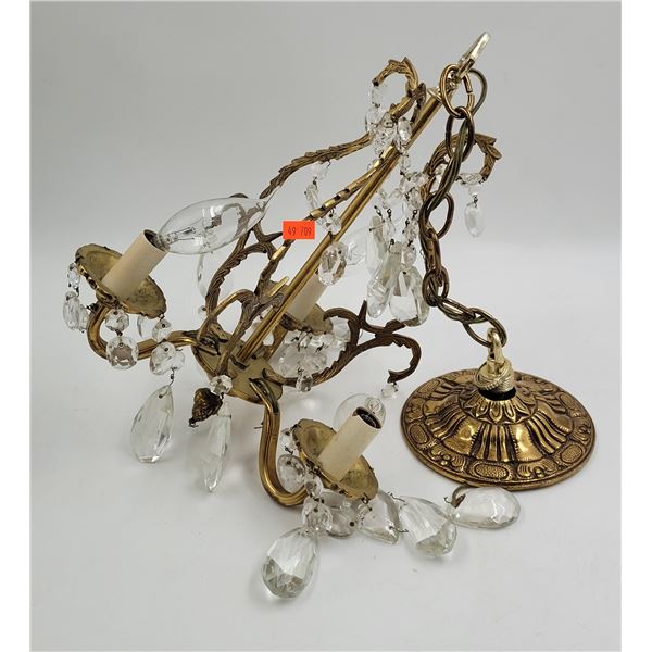 Vintage 3-Arm Ceiling Crystal Chandelier