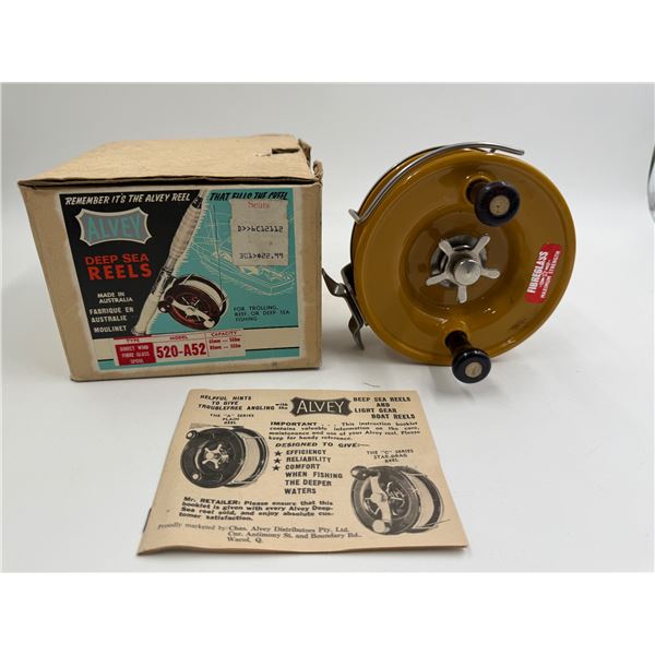 N.O.S. Vintage Alvey Salmon Reel 520-A52 Made In Australia With Original Box & Paperwork