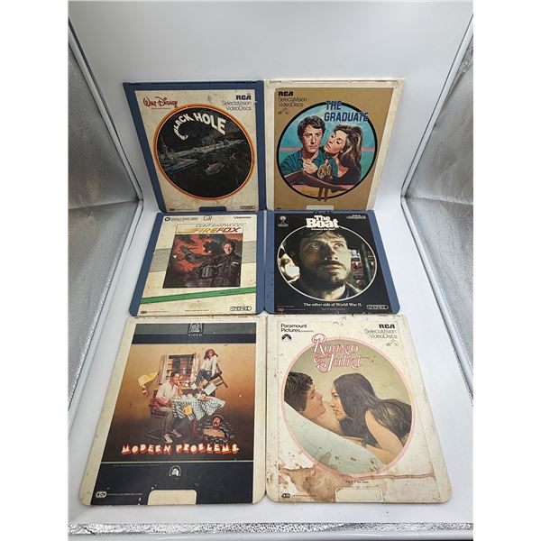 6x Vintage Video Discs: Black Hole, The Graduate, The Boat, Modern Problems, Romeo & Juliet, Firefox
