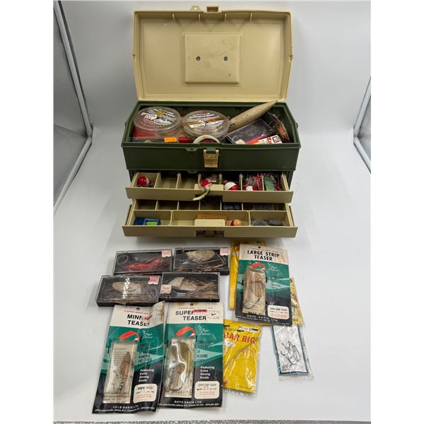 Vintage Tackle Box With Assorted Fishing Accessories