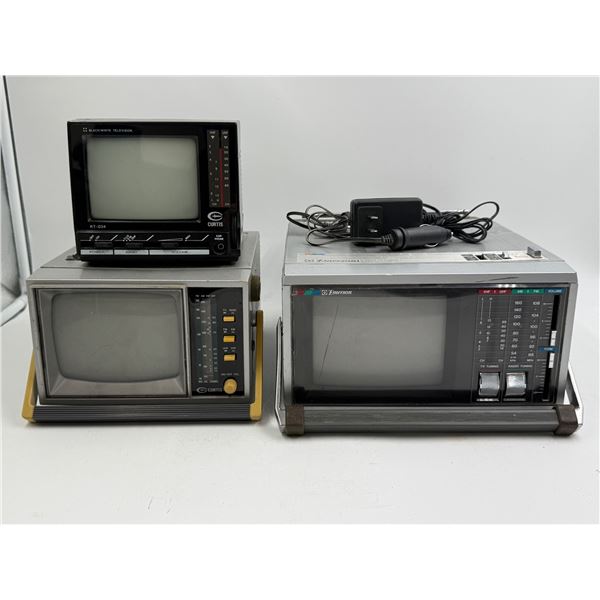 3x Vintage Table Top Televisions (TVs): Curtis & Emerson