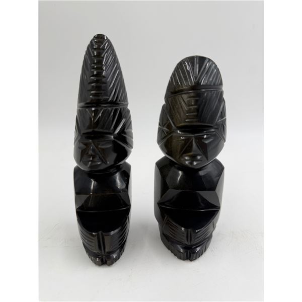 2x Carved Obsidian Figurines
