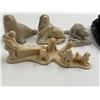 Image 2 : 5x Pearlite Figurines : Seals, Beaver, Inuit In Canoe, & Dog Sled