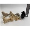 Image 5 : 5x Pearlite Figurines : Seals, Beaver, Inuit In Canoe, & Dog Sled
