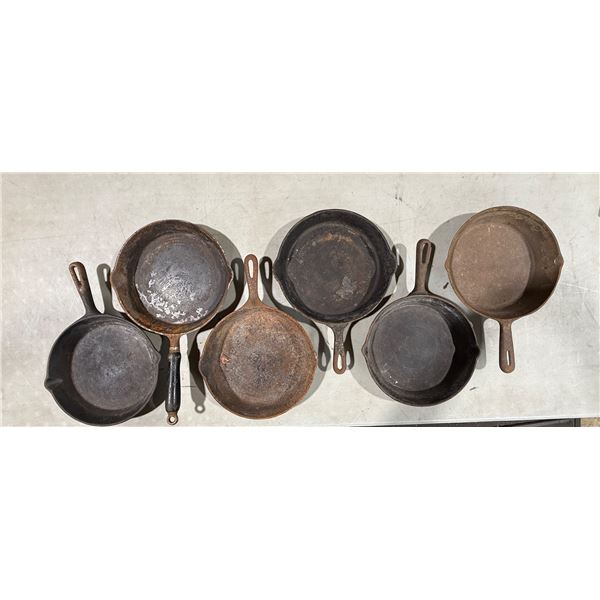 6x Cast Iron Cooking Pans