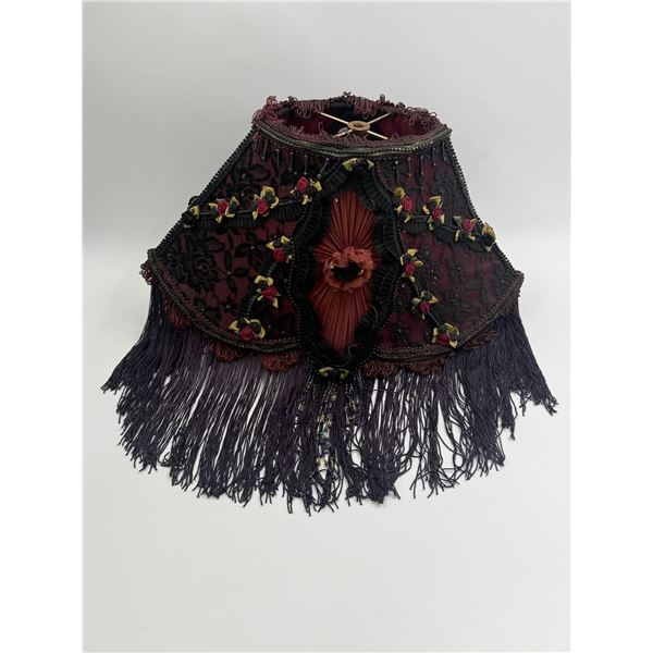 Great Detailed Vintage Tassel Lamp Shade With Beadwork & Floral Design