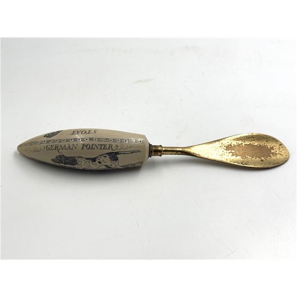 Vintage Imitation Whale Tooth Scrimshaw Handled Shoe Horn