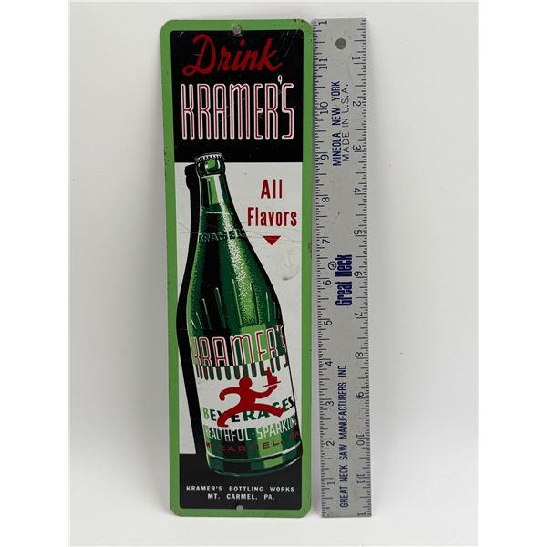 Vintage Kramer's Beverages Tin Door Push