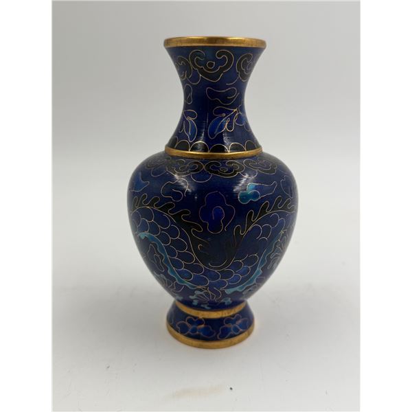 Vintage Blue Dragon Themed Cloisonne Vase