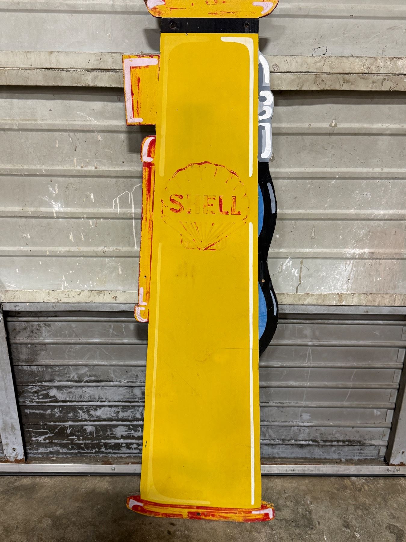 Vintage Handmade Shell Bowser Style Wooden Gas Pump Sign