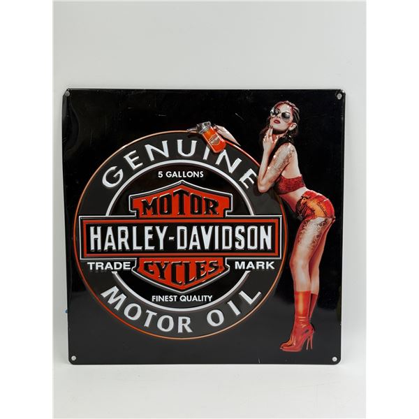 2018 Harley Davidson / Ande Rooney Embossed Tin Sign "Oil Babe"